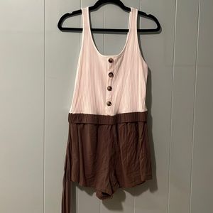 SHEIN Unity Button Front Colorblock Belted Combo Tank Romper- NAME YOUR PRICE!